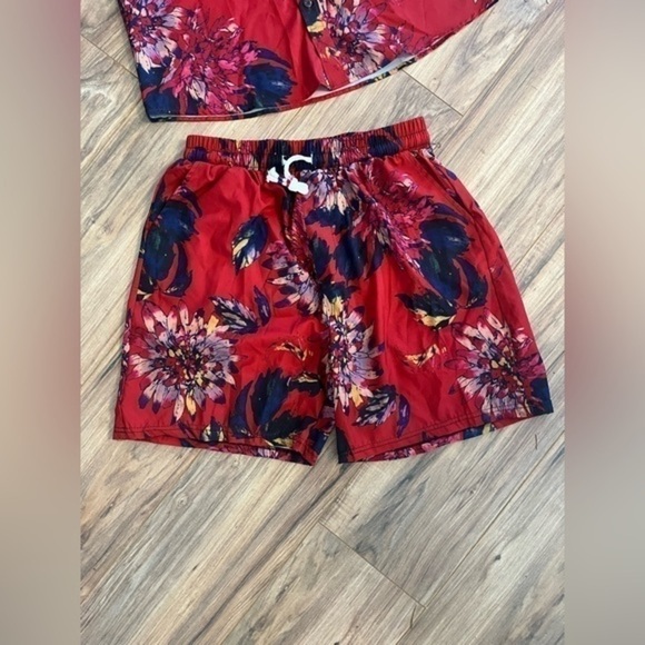 Men's Mcedar Button Down Short Sleeve Hawaiian Shirt and short set Sz m - Picture 3 of 6